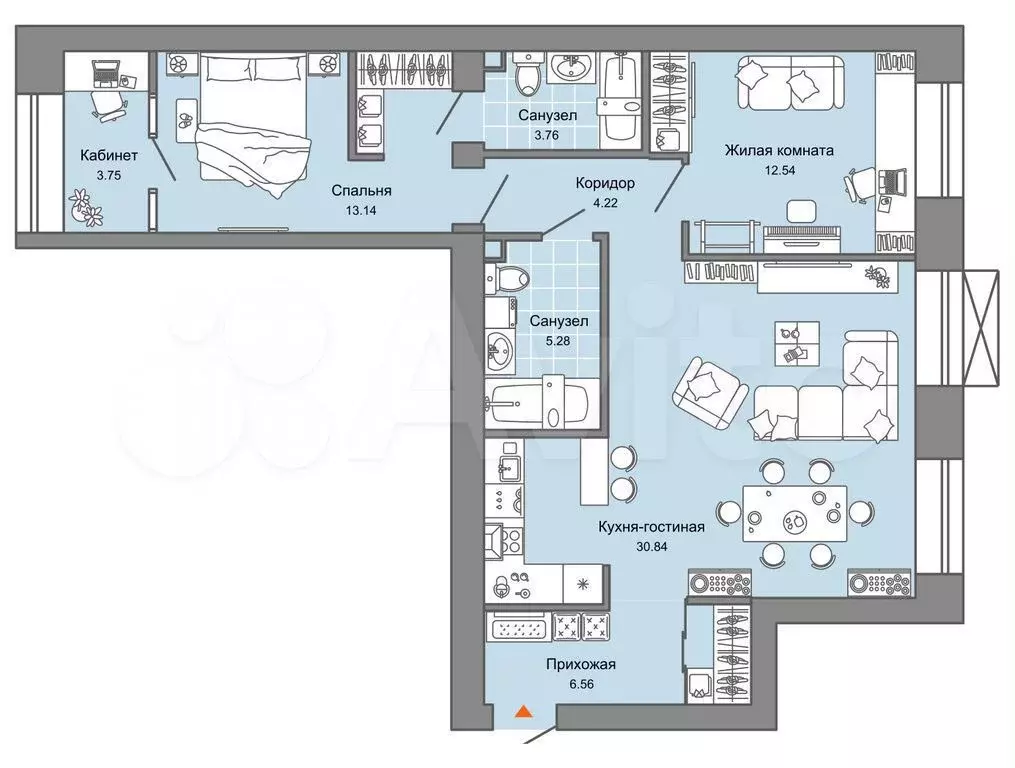 2-к. квартира, 80 м, 6/7 эт. - Фото 0
