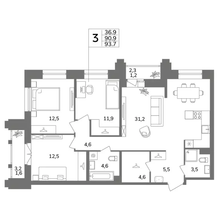 3-комнатная квартира: Санкт-Петербург, Фрунзенский район, ... - Фото 1