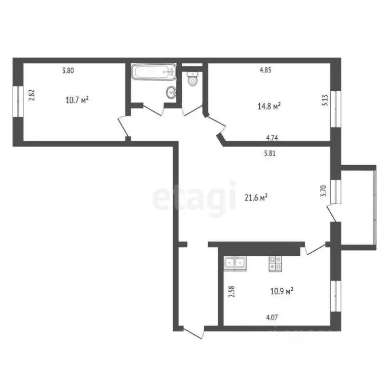 3-к кв. Ханты-Мансийский АО, Сургут ул. Профсоюзов, 32 (70.0 м) - Фото 1