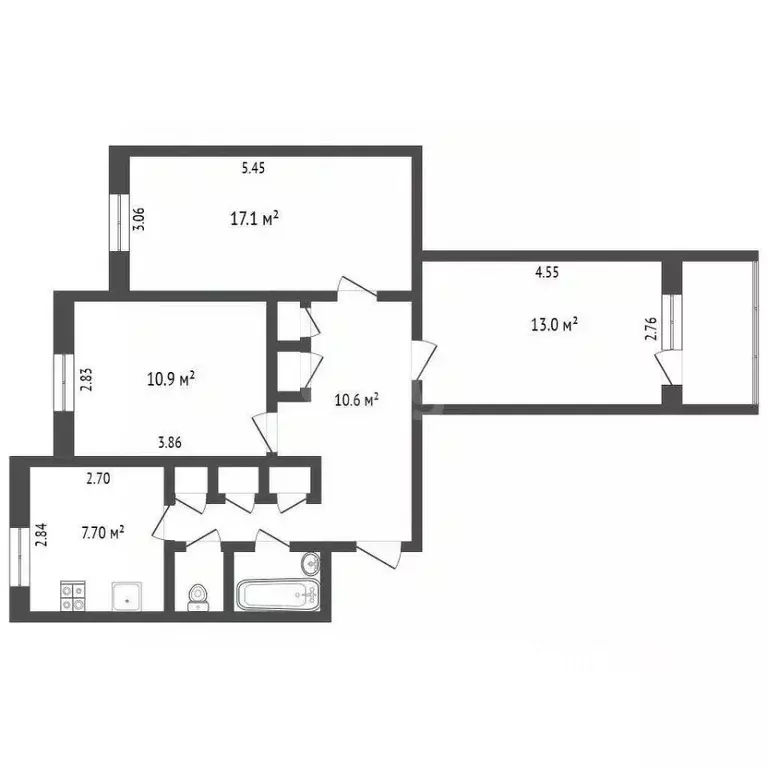 3-к кв. Ямало-Ненецкий АО, Новый Уренгой Дружба мкр, 1/2 (65.0 м) - Фото 1