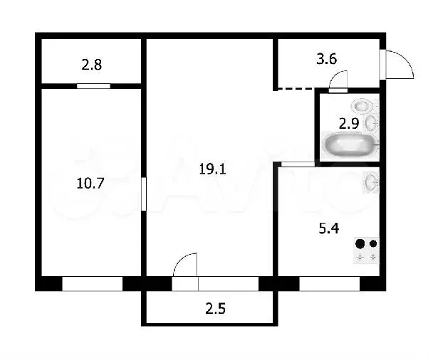 2-к. квартира, 44,5 м, 4/5 эт. - Фото 0