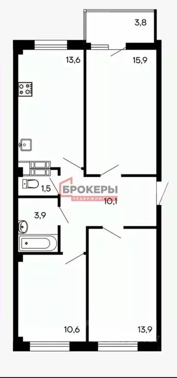 3-к кв. Севастополь ул. Токарева, 3 (73.3 м) - Фото 0