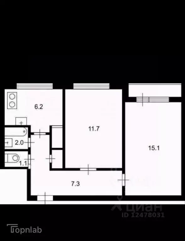 2-к кв. Санкт-Петербург Петергофское ш., 7К1 (44.1 м) - Фото 2