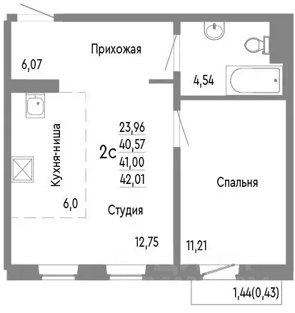 2-к кв. Челябинская область, Челябинск Нефтебазовая ул., 1к2 (41.0 м) - Фото 0