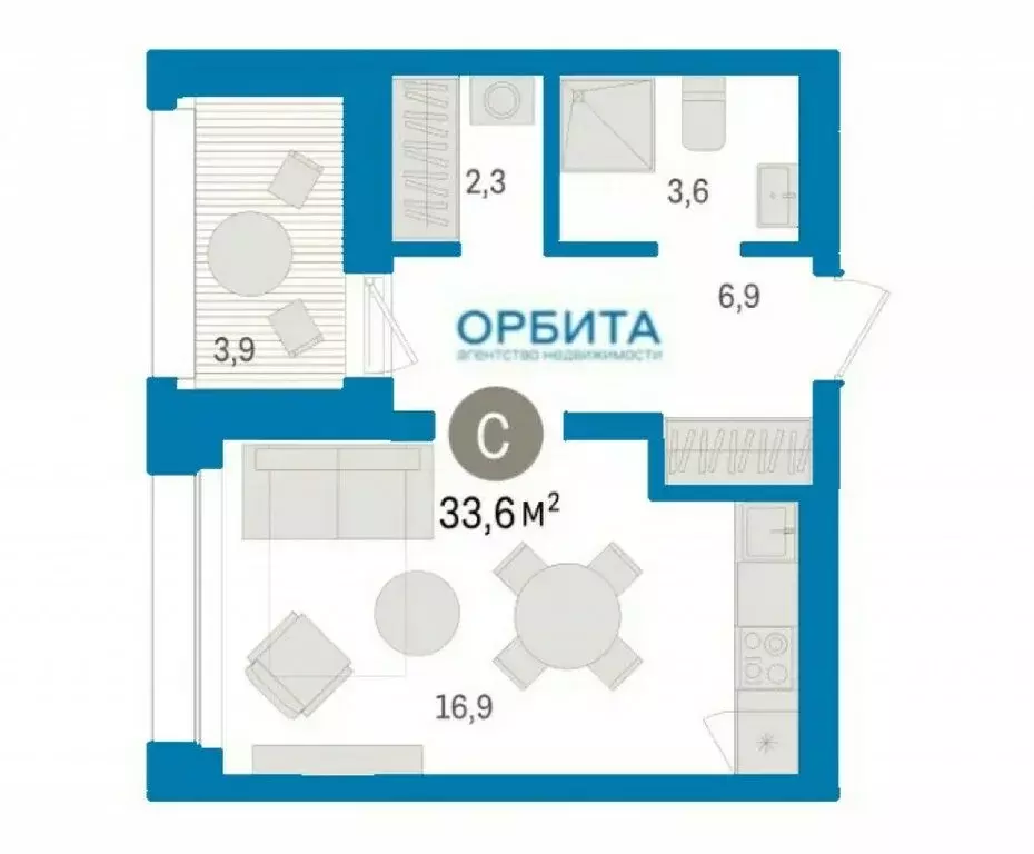 Квартира-студия: Тюмень, улица Муравленко, 9/2 (33.74 м) - Фото 0