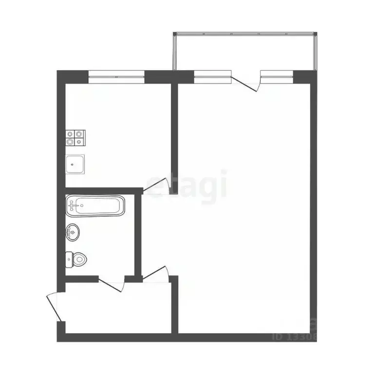 1-к кв. Томская область, Томск ул. Лазарева, 6 (30.0 м) - Фото 1