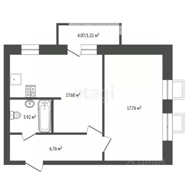 1-к кв. Ростовская область, Аксай просп. Ленина, 40А/2к2 (46.6 м) - Фото 2