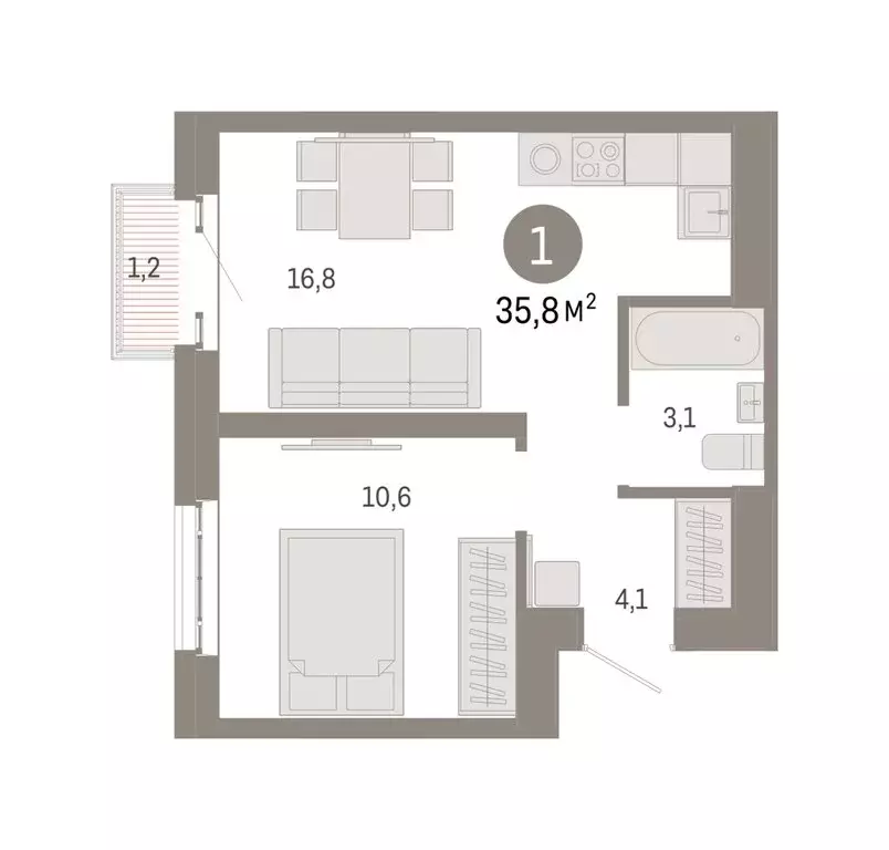 1-комнатная квартира: Москва, жилой комплекс Квартал Метроном (35.8 м) - Фото 0