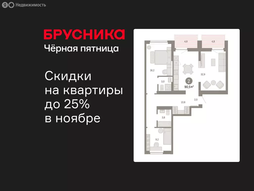 2-комнатная квартира: Новосибирск, квартал Лебедевский, 1/3 (90.5 м) - Фото 1