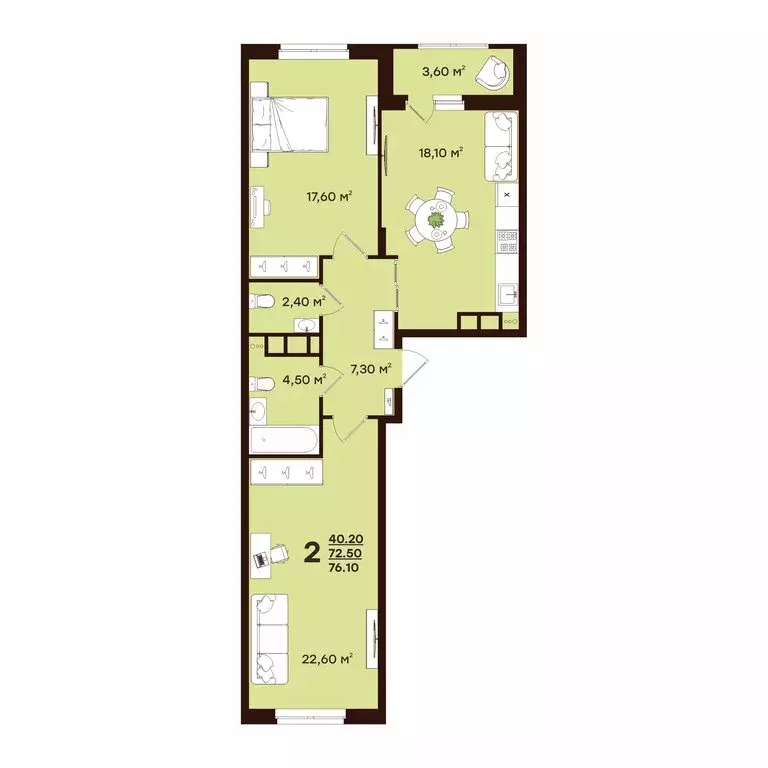 2-комнатная квартира: Владимир, улица Чайковского, 7 (76.1 м) - Фото 0