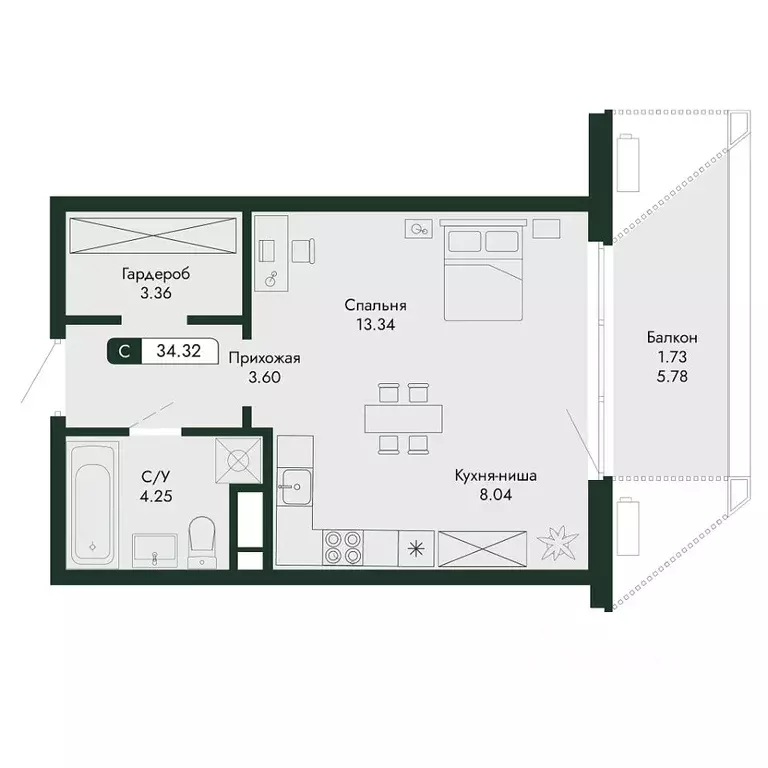 1-к кв. Крым, Алушта  (34.32 м) - Фото 1