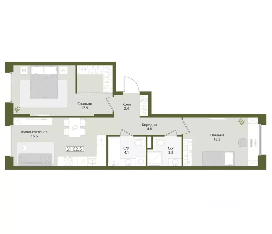 2-к кв. Московская область, Красногорск городской округ, Нахабино пгт  ... - Фото 1