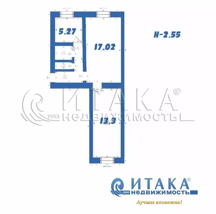2-комнатная квартира: Кировск, Советская улица, 21 (43.3 м) - Фото 1