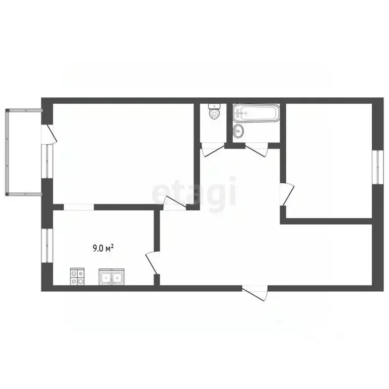 2-к кв. Челябинская область, Пласт Октябрьская ул., 44 (53.0 м) - Фото 1