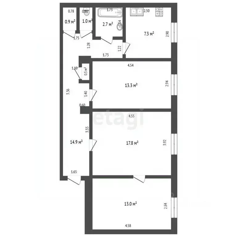 3-к кв. Башкортостан, Салават Уфимская ул., 36 (71.4 м) - Фото 2