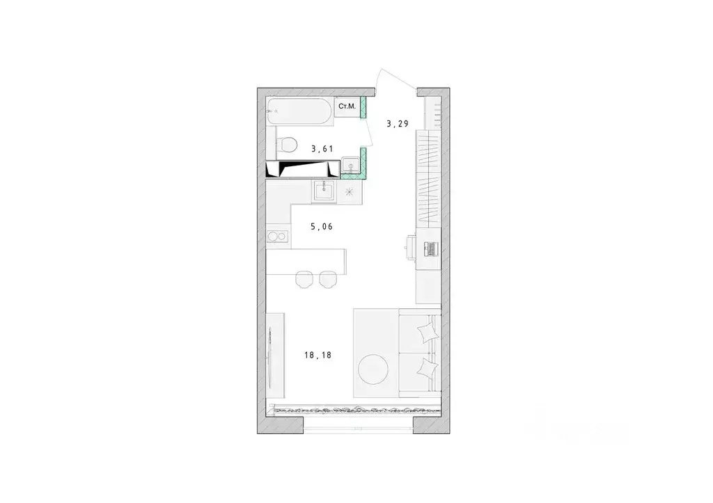 Студия Московская область, Пушкино Ярославское ш., 194 (30.2 м) - Фото 1