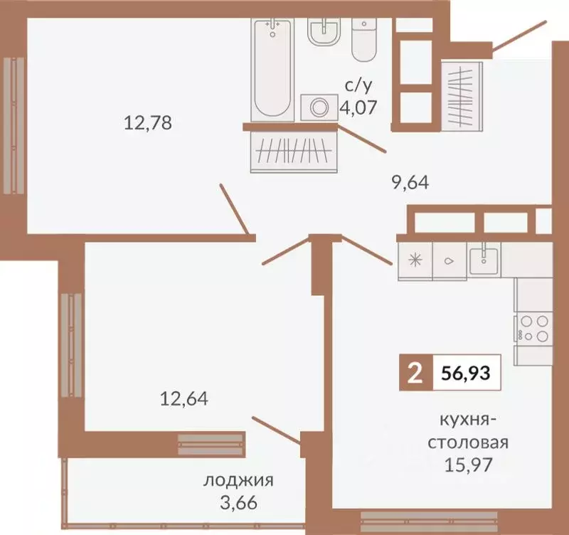 2-к кв. Свердловская область, Екатеринбург пер. Старателей (56.93 м) - Фото 0