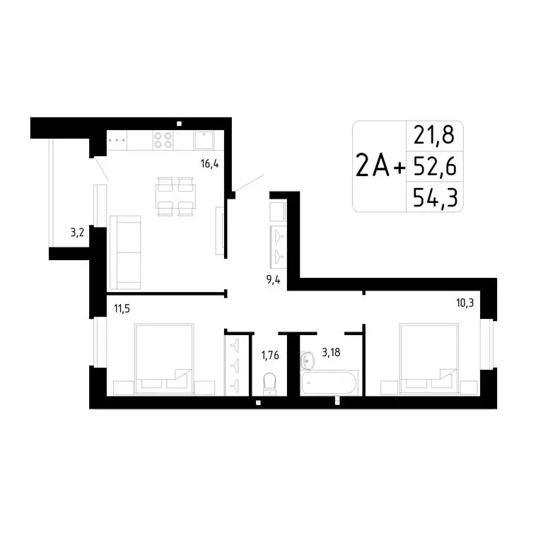 2-комнатная квартира: Стерлитамак, Магистральная улица, 78 (54.3 м) - Фото 0