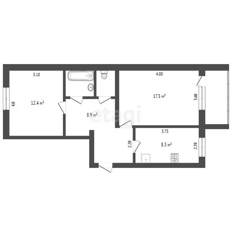 2-комнатная квартира: Троицк, 5-й микрорайон, 5 (51.3 м) - Фото 0