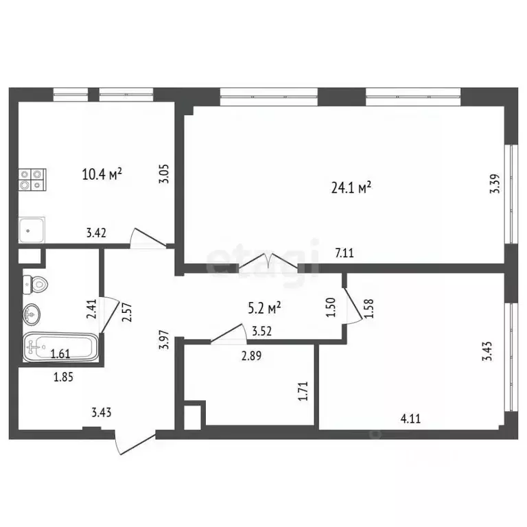 3-к кв. Москва ул. Саларьевская, 14к2 (69.9 м) - Фото 2