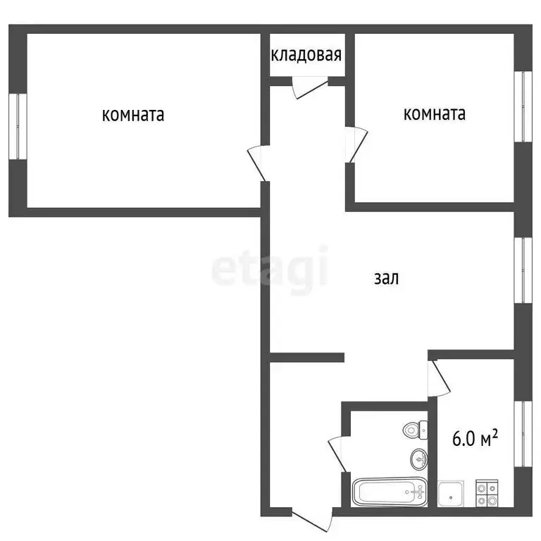 3-комнатная квартира: Мыски, Советская улица, 40 (54.6 м) - Фото 0