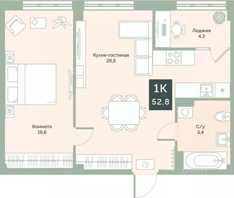 1-к кв. Курганская область, Курган Заозерный жилрайон, 6А мкр, ул. ... - Фото 1