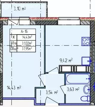 1-комнатная квартира: Ярославль, улица Строителей, 16к3 (31.95 м) - Фото 1