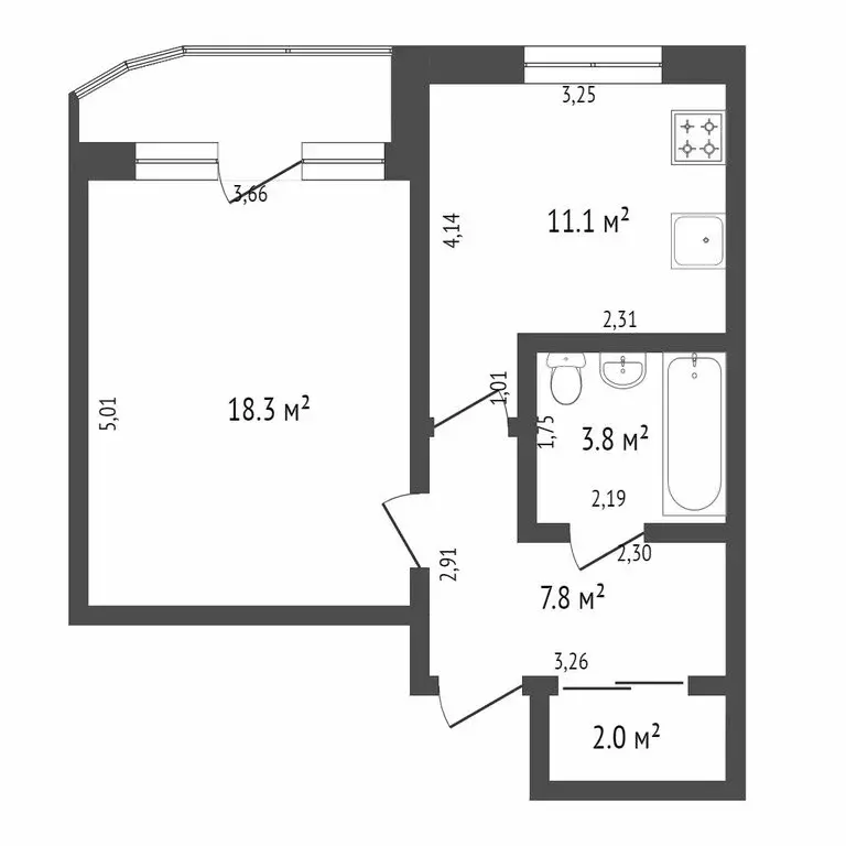 1-комнатная квартира: Улан-Удэ, улица Мокрова, 28А (42.4 м) - Фото 1