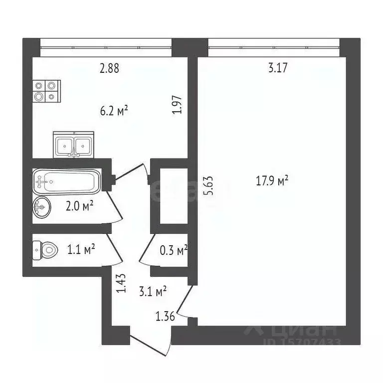 1-к кв. Санкт-Петербург Наличная ул., 40К1 (30.6 м) - Фото 1