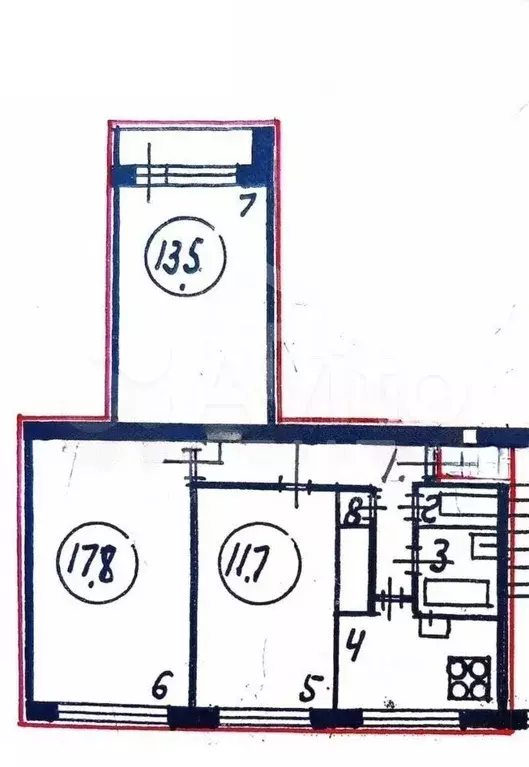 3-к. квартира, 60,3 м, 6/9 эт. - Фото 0