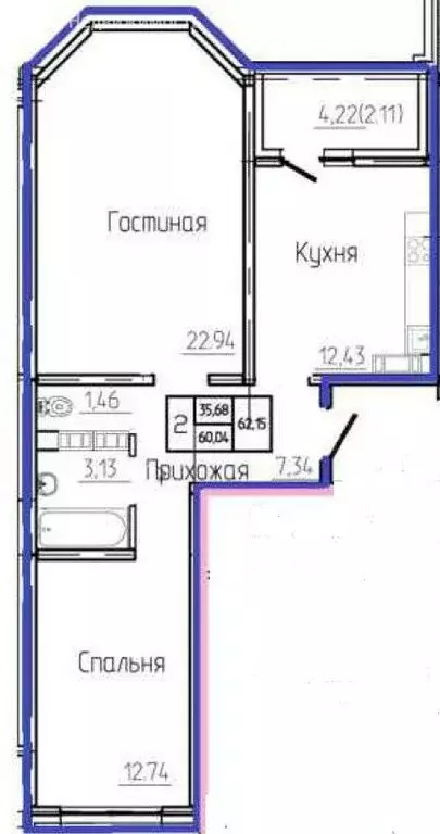 2-комнатная квартира: Оренбург, микрорайон Маршала Рокоссовского (62 ... - Фото 0