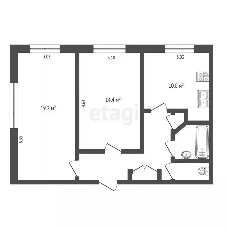 2-к кв. Калужская область, Калуга Куровской мкр, ул. Шахтерская, 3Б ... - Фото 2
