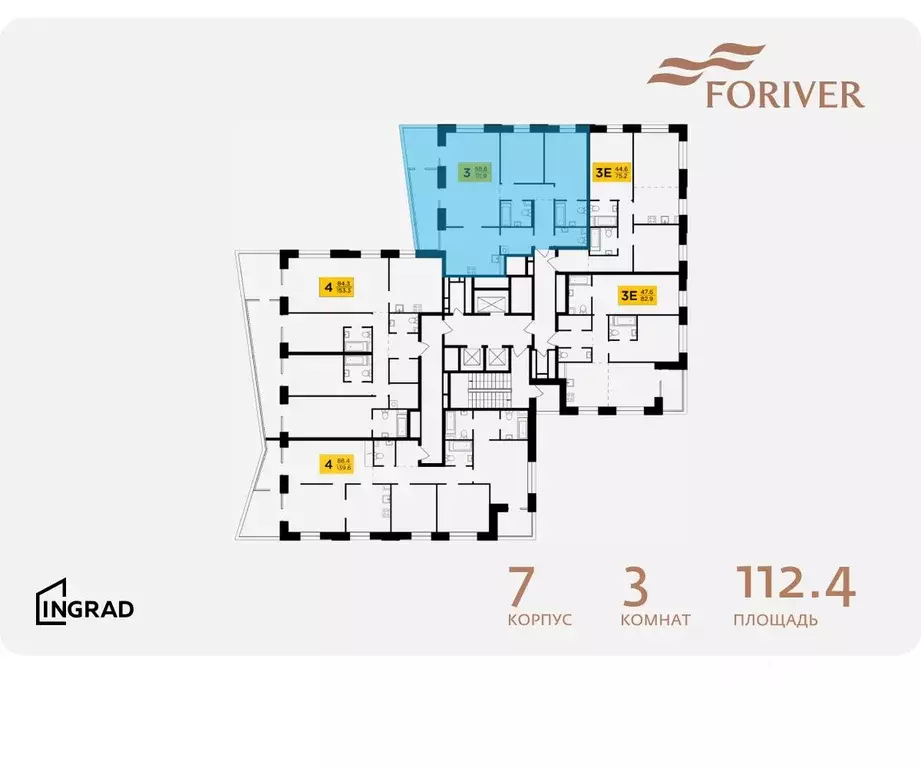 3-к кв. Москва ул. Эдуарда Стрельцова, 2к2 (112.4 м) - Фото 1
