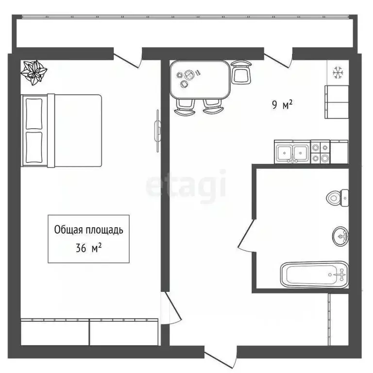 1-к кв. Новосибирская область, Новосибирск Красный просп., 314 (36.0 ... - Фото 2