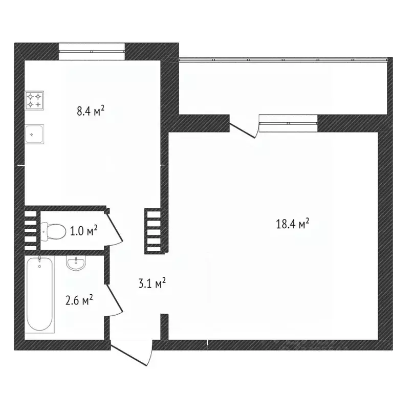 1-к кв. Кемеровская область, Кемерово Московский просп., 29 (35.8 м) - Фото 2