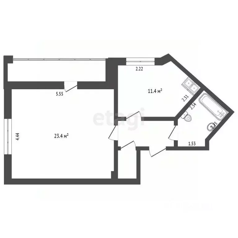 1-к кв. Калужская область, Калуга Тульская ул., 13б (50.0 м) - Фото 2