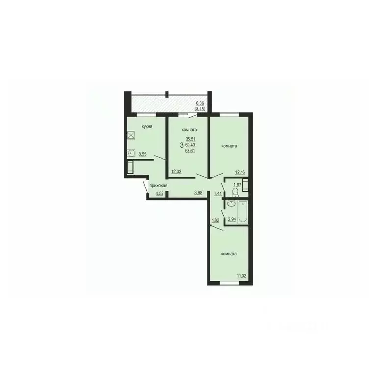 3-к кв. Челябинская область, Челябинский городской округ, пос. ... - Фото 1