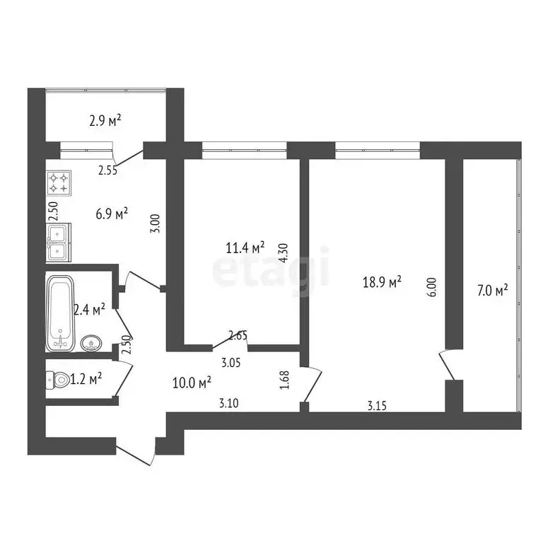 2-комнатная квартира: Майский, улица Энгельса, 73 (50.8 м) - Фото 0