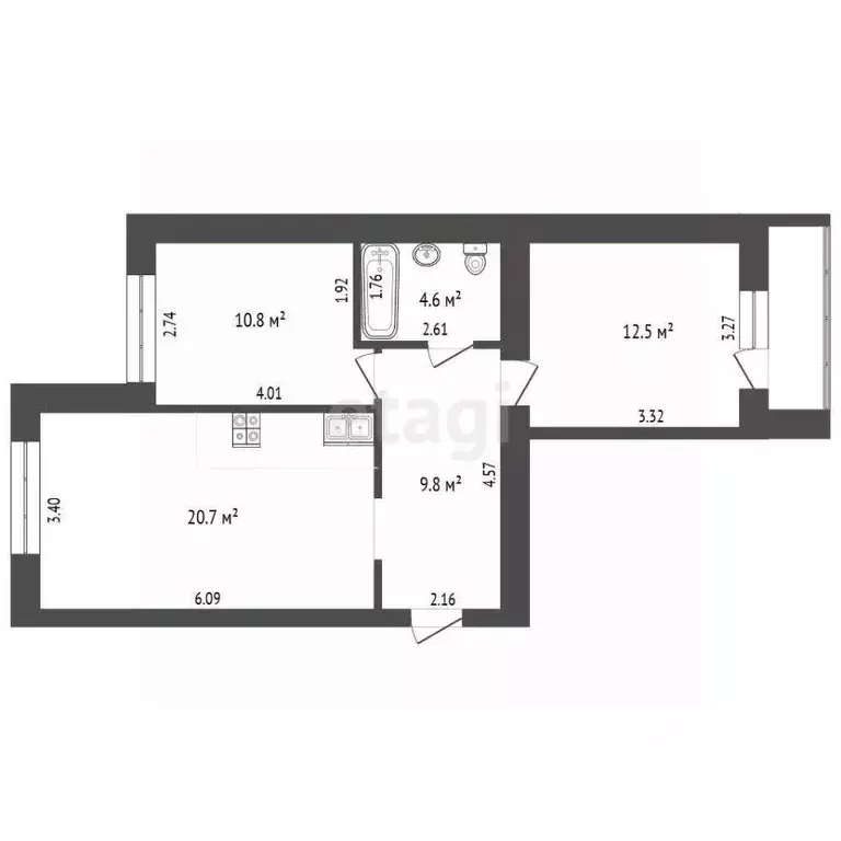 3-к кв. Кемеровская область, Кемерово бул. Строителей, 65 (58.0 м) - Фото 2