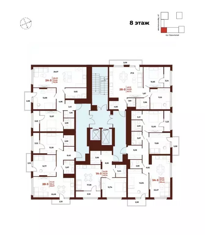 2-к кв. Пензенская область, Пенза Арбери жилой комплекс (76.58 м) - Фото 2