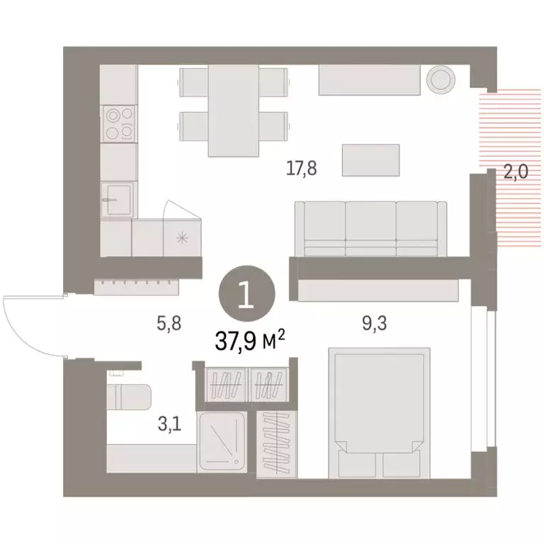 1-комнатная квартира: Екатеринбург, микрорайон Академический, 19-й ... - Фото 1