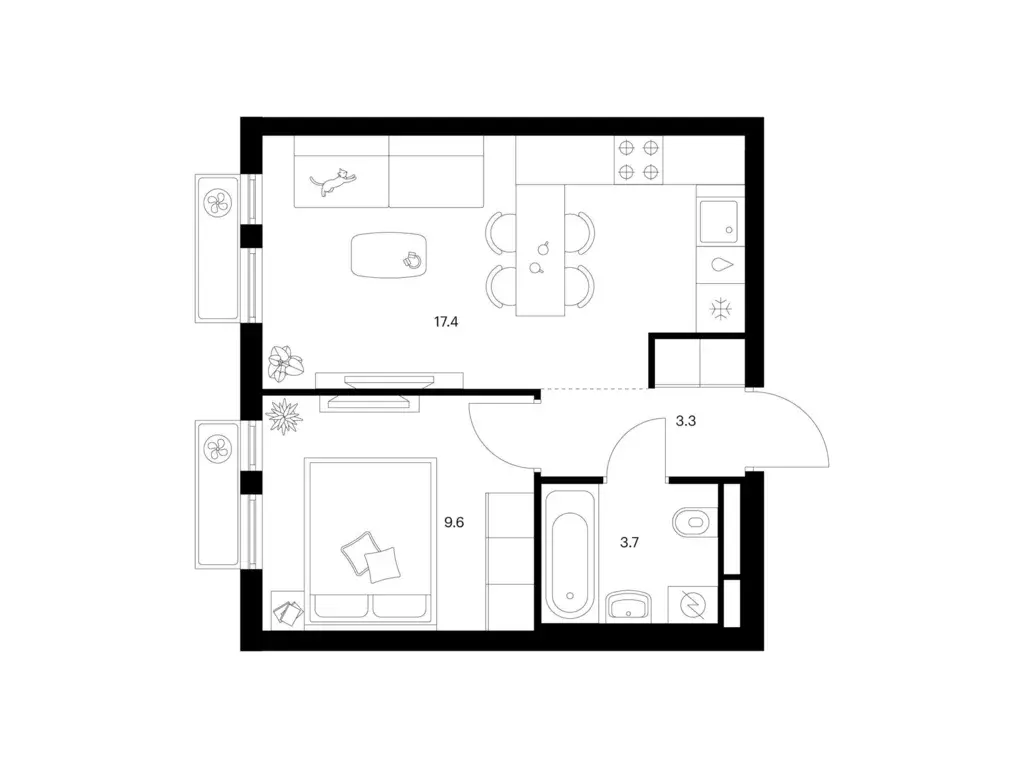 1-к квартира, 34 м - Фото 0