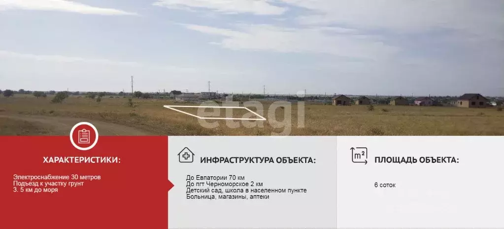 Участок в Крым, Черноморский район, с. Новосельское, Волна СНТ ул. ... - Фото 2