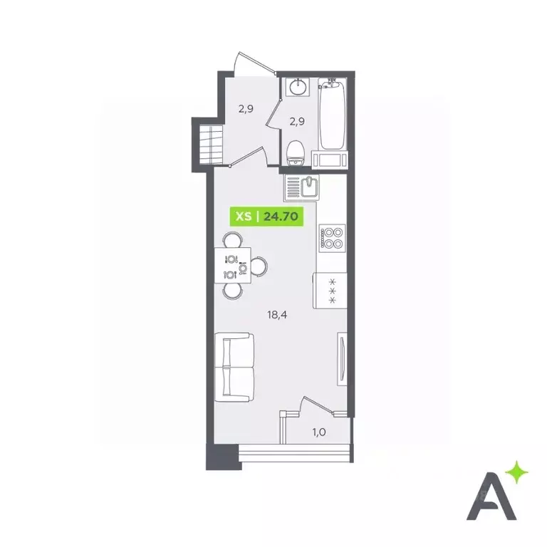 Студия Санкт-Петербург Планерная ул., 87к1 (24.7 м) - Фото 0