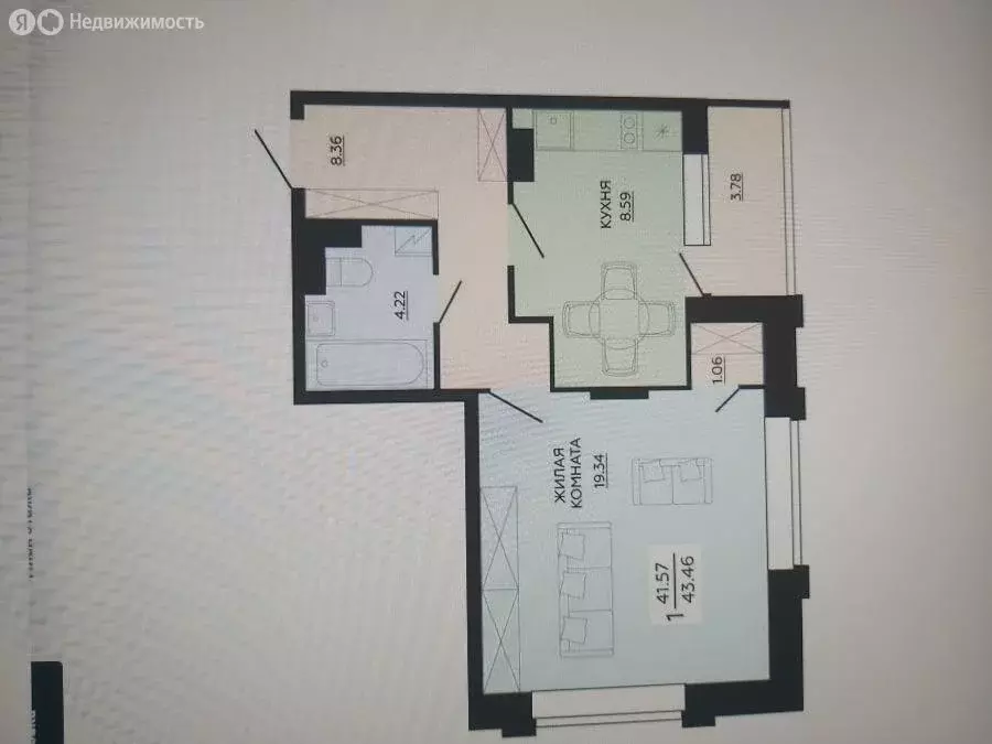 1-комнатная квартира: Воронеж, улица Гаршина, 25к4 (43.46 м) - Фото 1