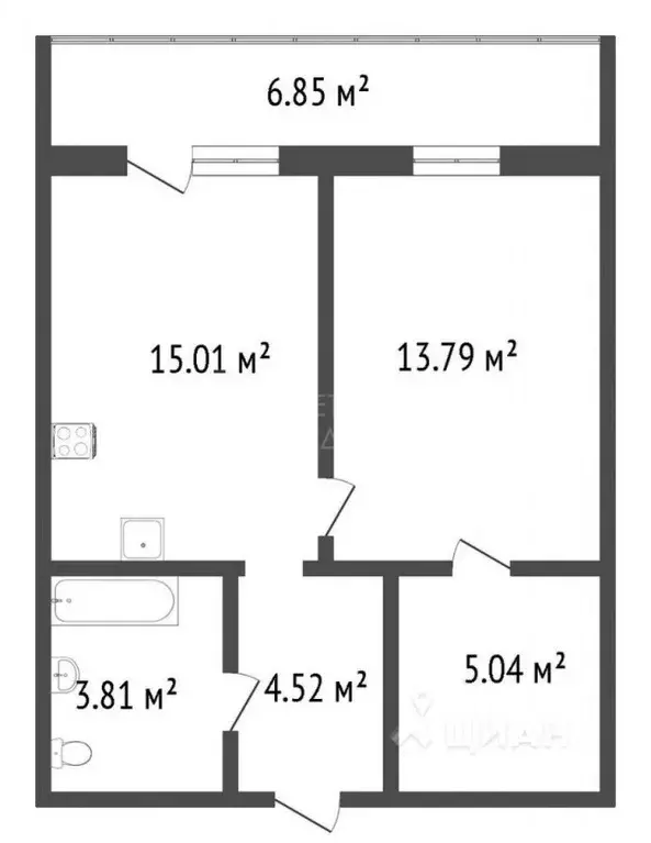 1-к кв. Тюменская область, Тюмень Интернациональная ул., 199к1 (41.8 ... - Фото 2