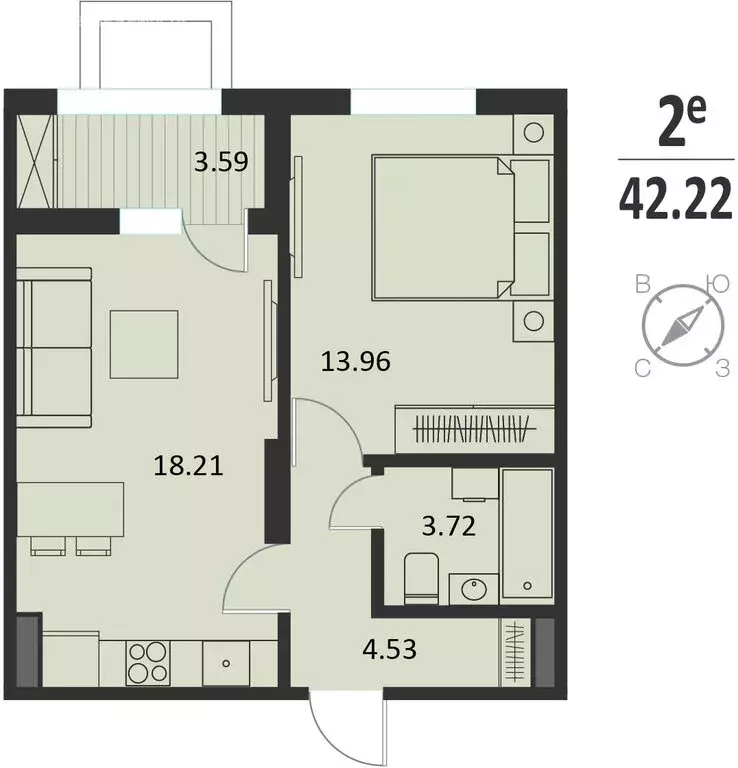 1-комнатная квартира: Курск, Хуторская улица, 33 (42.22 м) - Фото 0