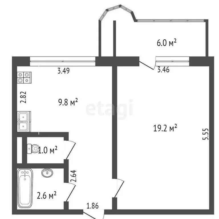 1-комнатная квартира: Самара, Смышляевское шоссе, 1 (37.5 м) - Фото 1