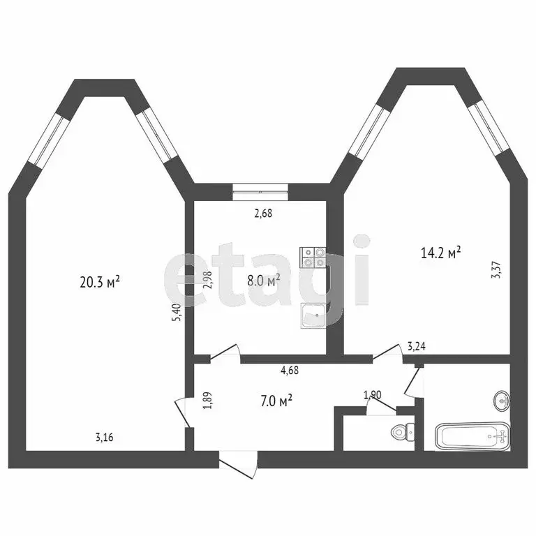 2-комнатная квартира: Тверь, улица Резинстроя, 3 (55 м) - Фото 0