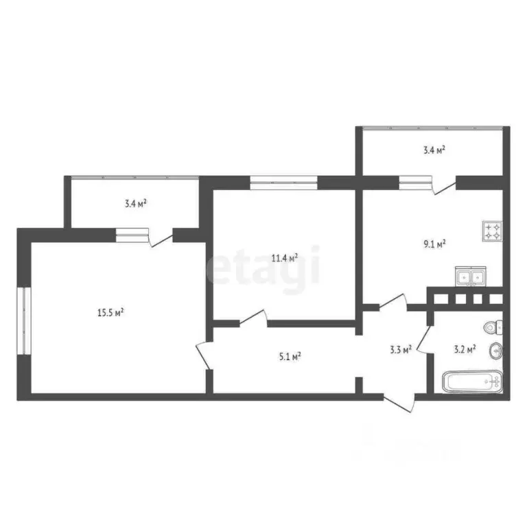 2-к кв. Владимирская область, Ковров Лиственная ул., 80 (47.5 м) - Фото 1